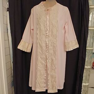 Vtg 60s Gilead Pink Nylon Nightie Robe Sleep Set